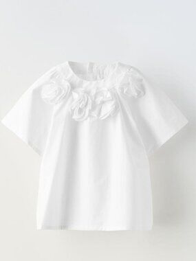 ZARA FLORAL POPLIN BLOUSE